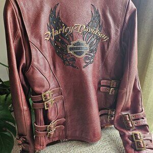 Genuine Leather Embroidered Harley Davidson Jacket